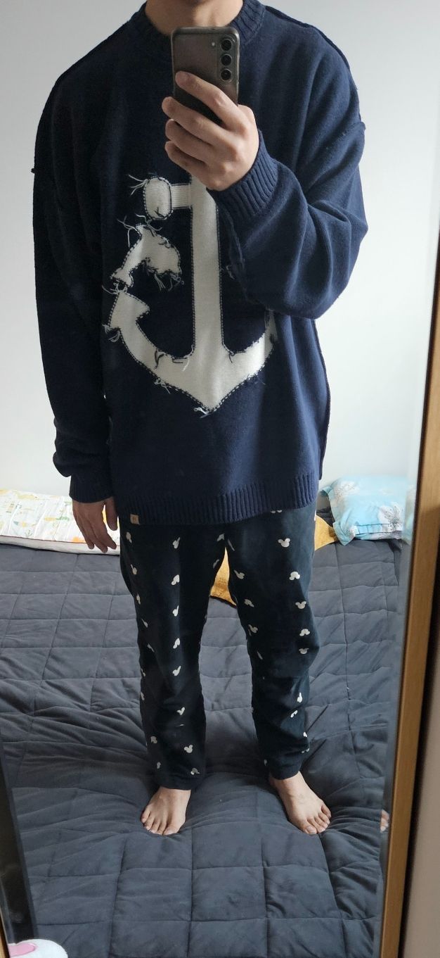 MUSINSA公式 | WAI KEI Marine reversible graphic knit navy