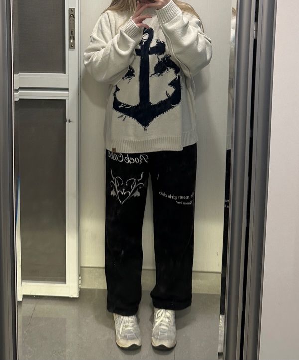 MUSINSA公式 | WAI KEI Marine reversible graphic knit navy