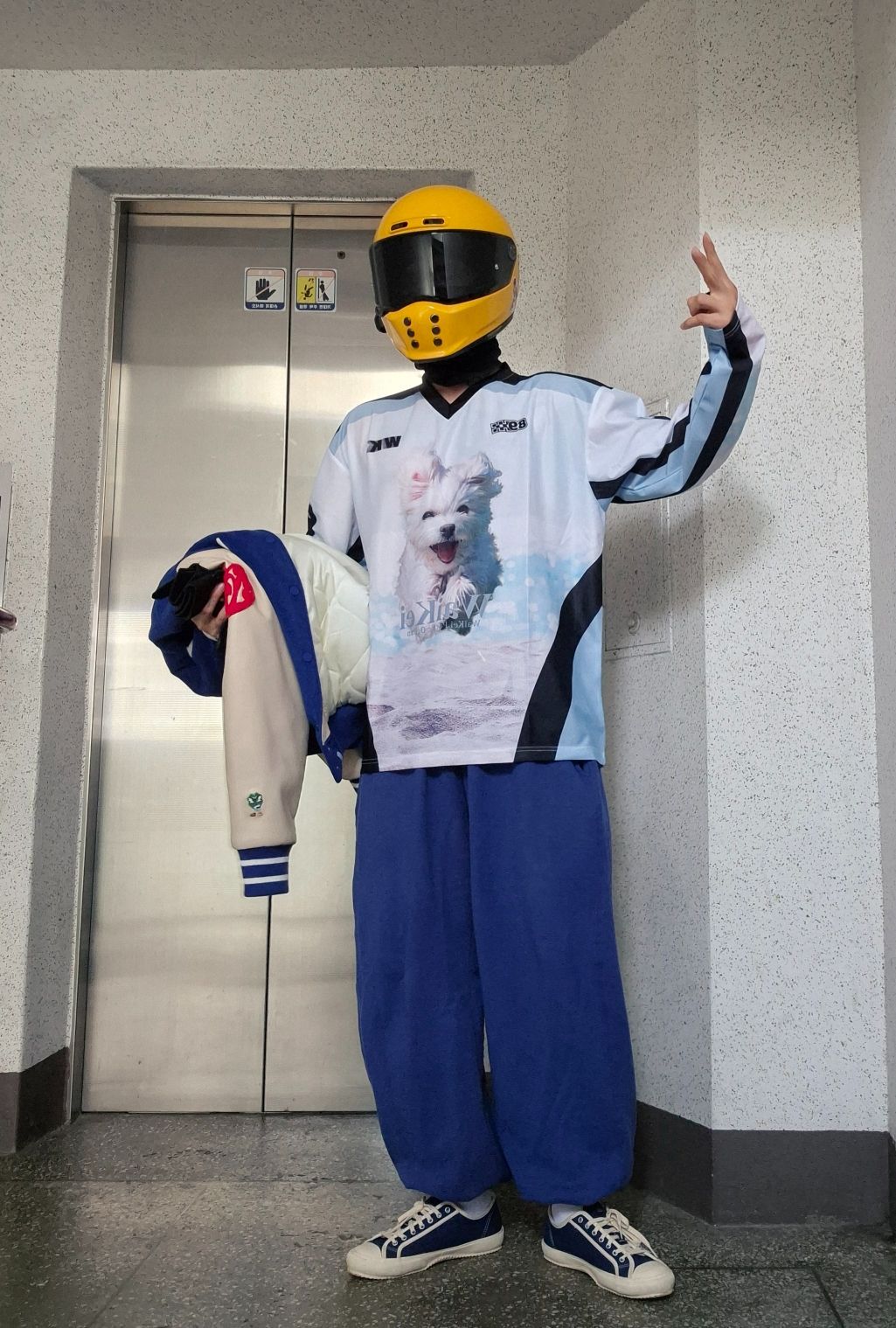 ★Wai Kei★ MY HAPPY IS Long Sleeve T-Shirt Navy YKBE01TS10- Wai Kei MY HAPPY IS Long Sleeve T-Shirt Navy