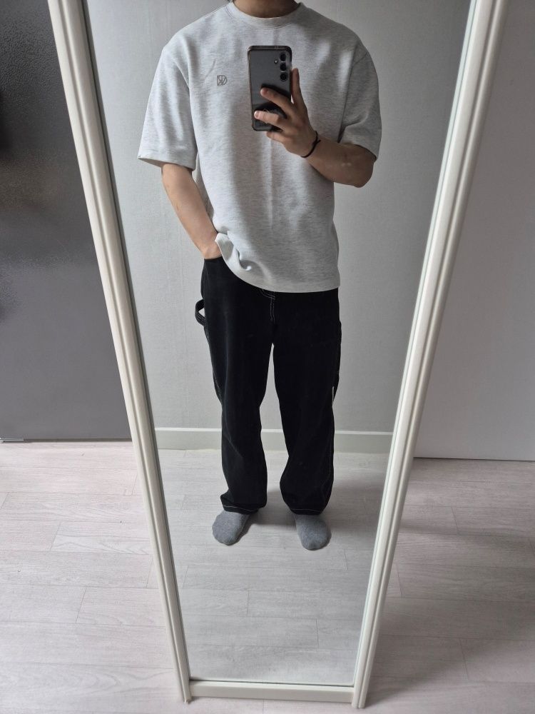 MUSINSA | SLOWACID Back point stitch denim pants [black]