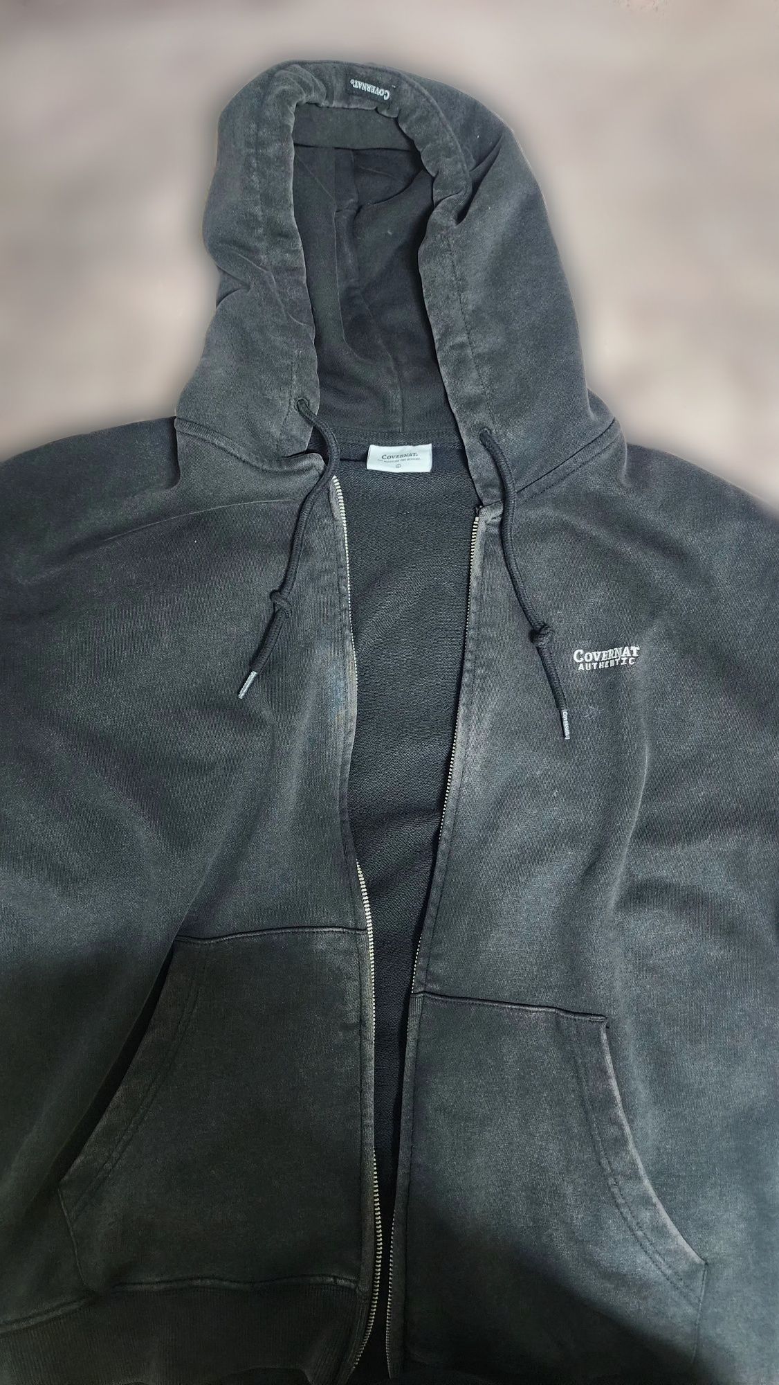 パーカー・フーディ COVERNAT Pigmented Authentic Logo Hoodie Zip-Up Charcoal MUSINSA | COVERNAT Pigmented Authentic Logo Hoodie Zip-Up