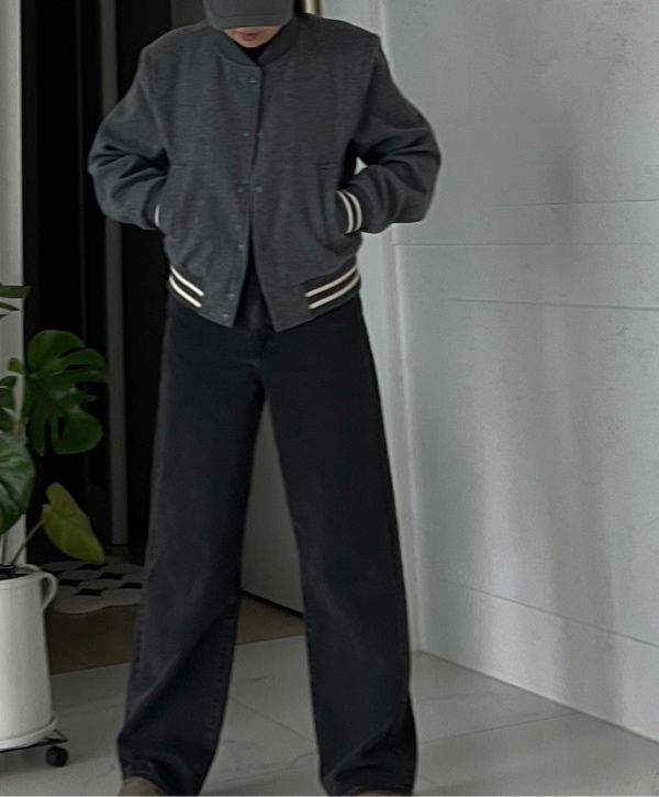◇Siyazu◇ SIOT4098 Overfit Varsity Jacket_Charcoal MUSINSA | SIYAZU SIOT4098 Overfit Varsity Jacket_Charcoal