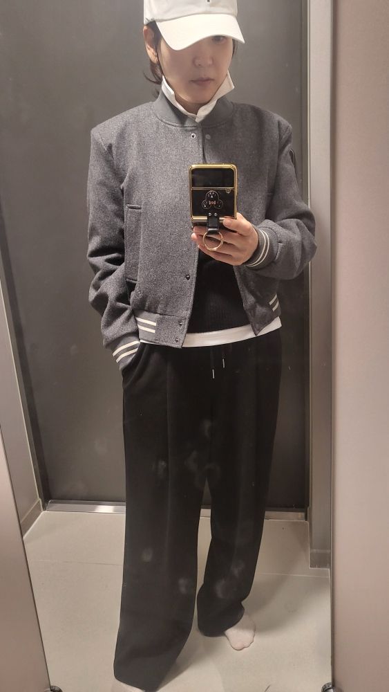 MUSINSA | SIYAZU SIOT4098 Overfit Varsity Jacket_Charcoal
