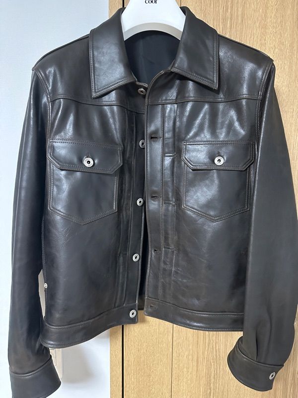 MUSINSA | COOR Lambskin pocket trucker jacket (dark brown)