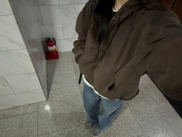 MUSINSA | PARTIMENTO VTG Washed Work Hood Zip-Up Brown