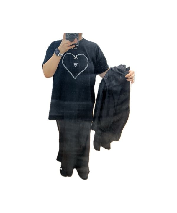 MUSINSA公式 | ASIF CALIE LACE HEART OVERSIZED T-SHIRT YELLOW