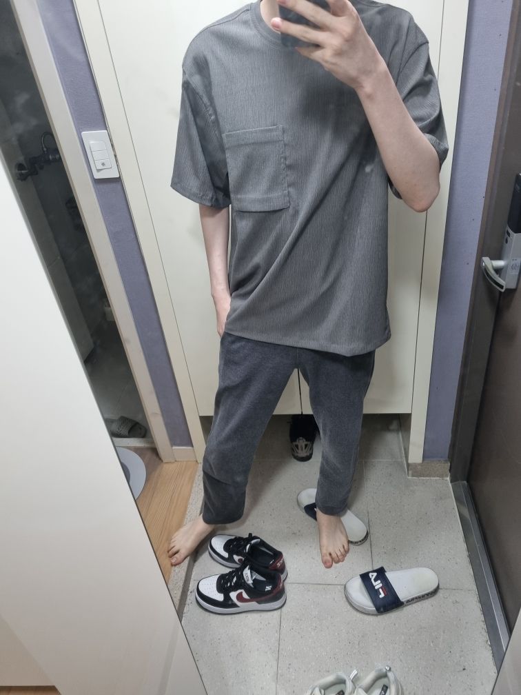 Tシャツ・カットソー *MUSINSA STANDARD* Crinkle Oversized Woven T-Shirt Dark Grey MUSINSA | MUSINSA STANDARD Crinkle Oversized Woven T-Shirt