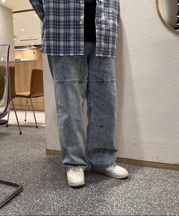 ★MUSINSA STANDARD★ Panelled Knee Wide Denim Pants Acid Blu MUSINSA公式 | MUSINSA STANDARD Paneled knee wide denim pants