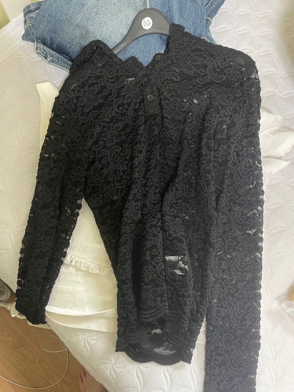 MUSINSA公式 | SETUPEXE LACE BUTTON HOODIE TOP / BLACK