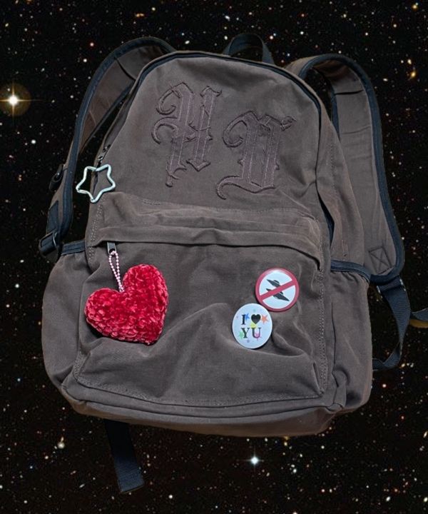 ★HOODHOOD★ HD Logo Applique Backpack Brown MUSINSA公式 | HOODHOOD HD Logo Applique Backpack Brown