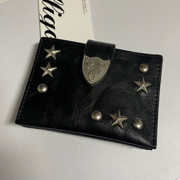 MUSINSA | ILLIGO Western Accordion Card Holder Black