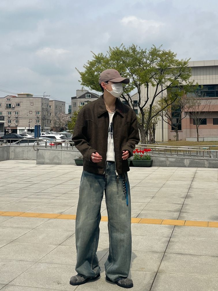 MUSINSA | DNSR Signature Wide Denim Pants Mud