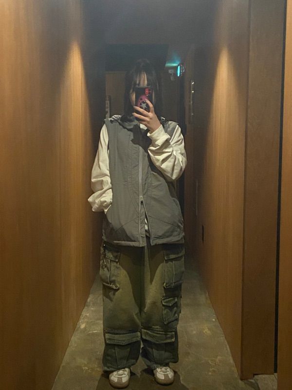 MUSINSA | XTONZ XJ109 Star Stitch Hooded Nylon Vest (GRAY)