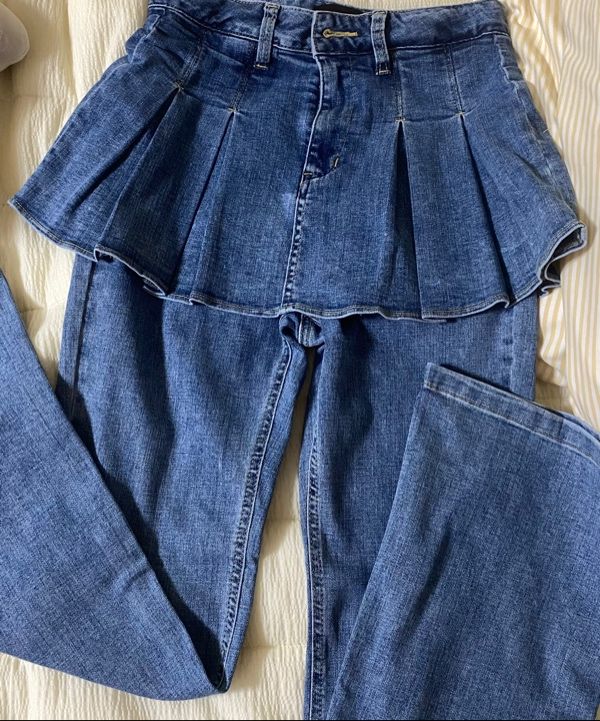 MUSINSA公式 | YOUHEE DENIM SKIRT PANTS SKY BLUE