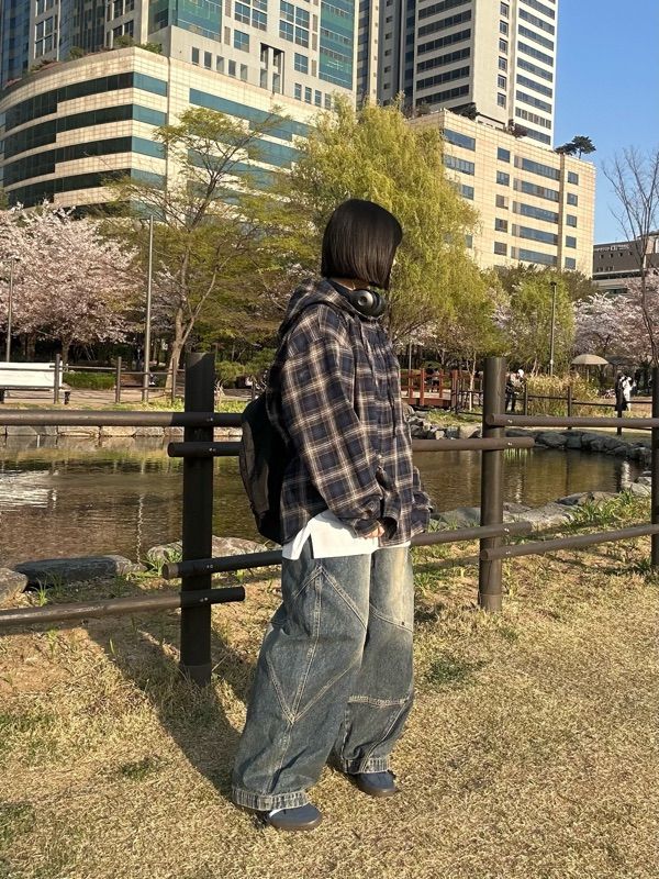 MUSINSA | TRAVEL Wheat Denim Rivet Balloon Pants Indigo Blue