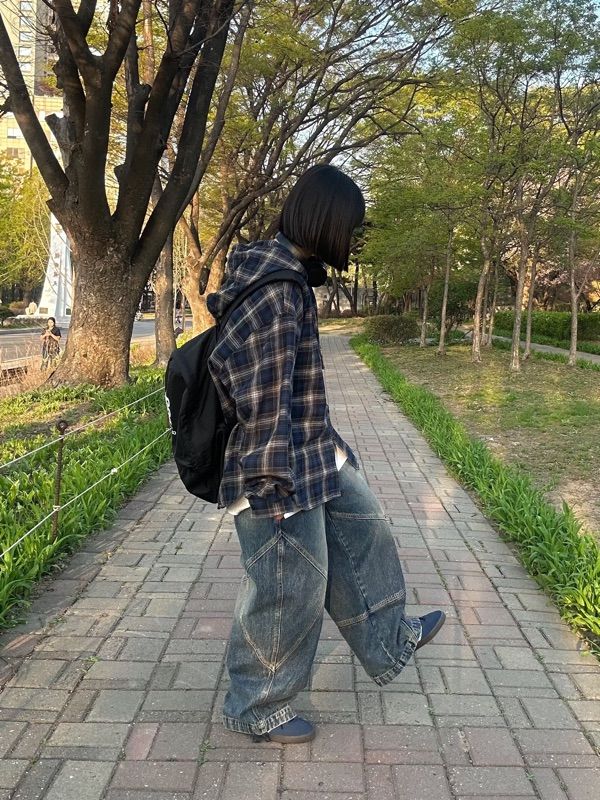MUSINSA | TRAVEL Wheat Denim Rivet Balloon Pants Indigo Blue