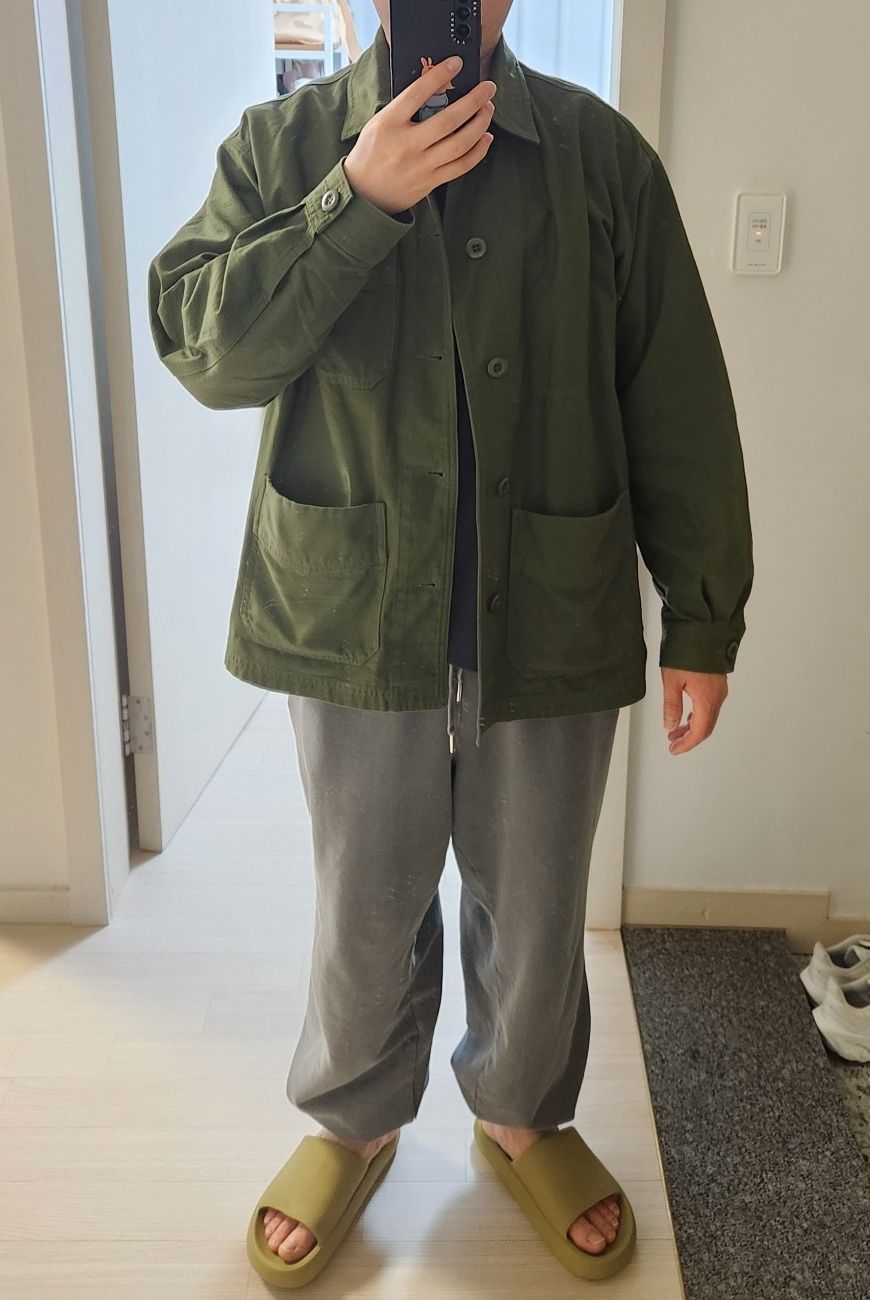 MUSINSA | FRIZMWORKS BACKSATIN FRENCH WORK JACKET _ OLIVE