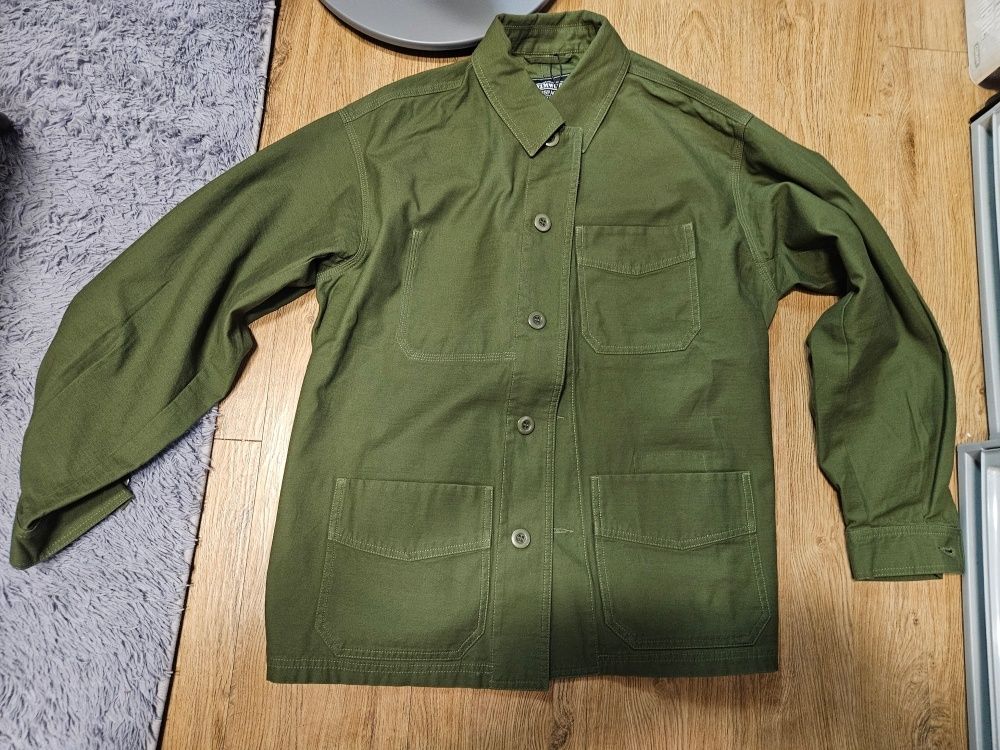 MUSINSA | FRIZMWORKS BACKSATIN FRENCH WORK JACKET _ OLIVE