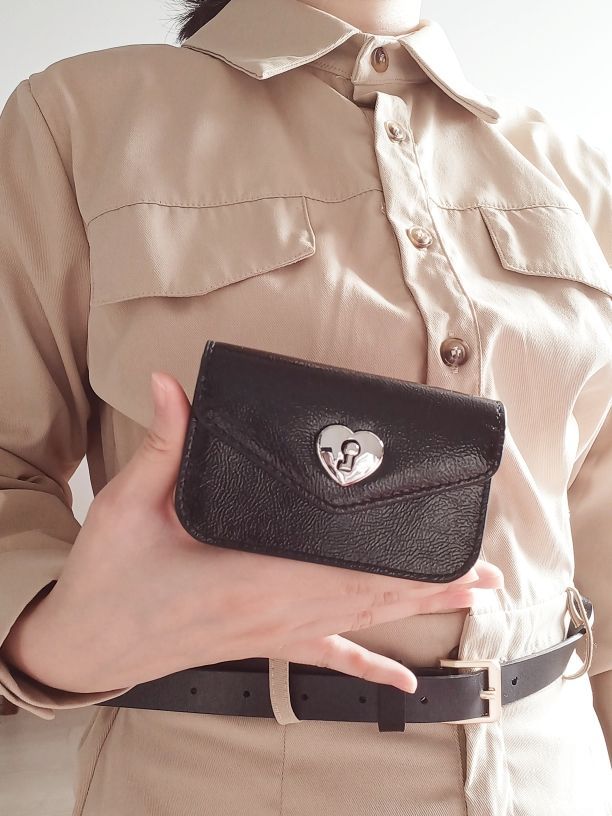 ★lemasque★ Heartlock Compact Business Card Holder Black L0 MUSINSA | LEMASQUE Heartlock compact business card card