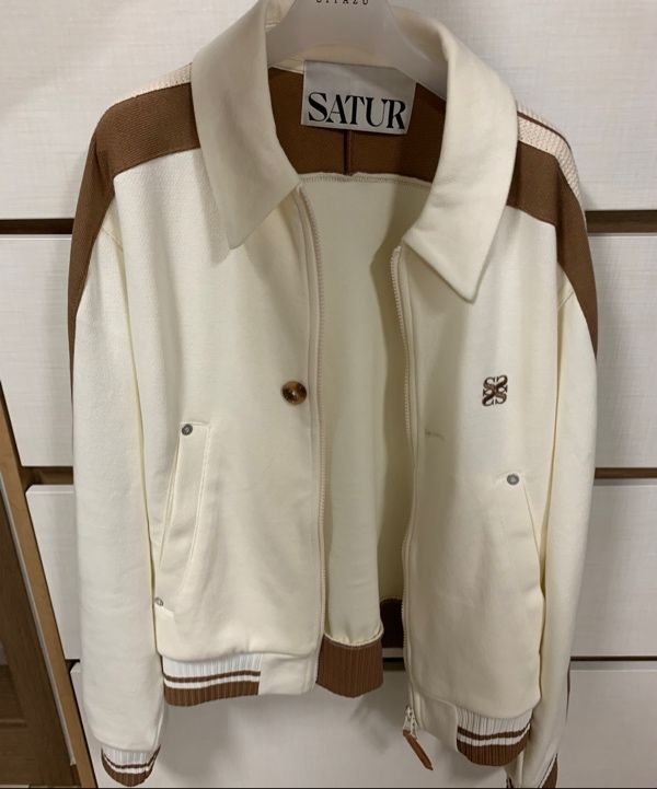 MUSINSA | SATUR Lawton collar track zip-up jacket resort cream