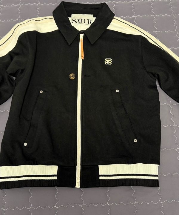 MUSINSA | SATUR Lawton collar track zip-up jacket caviar black