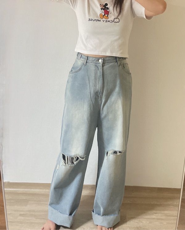 ◆UNKNOWN PLANET◆ Side belted destroyed wide denim pants li MUSINSA | UNKNOWN PLANET Side Belted Destroyed Wide Denim