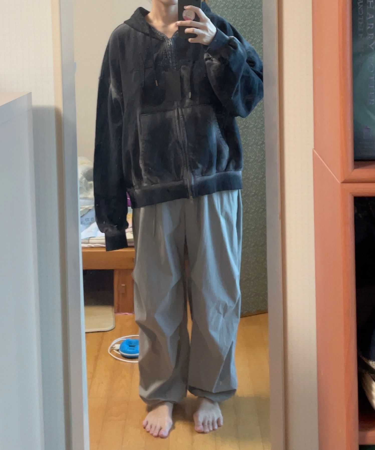 MUSINSA | EASY NO EASY Washed Patch Overfit Hooded Zip-Up