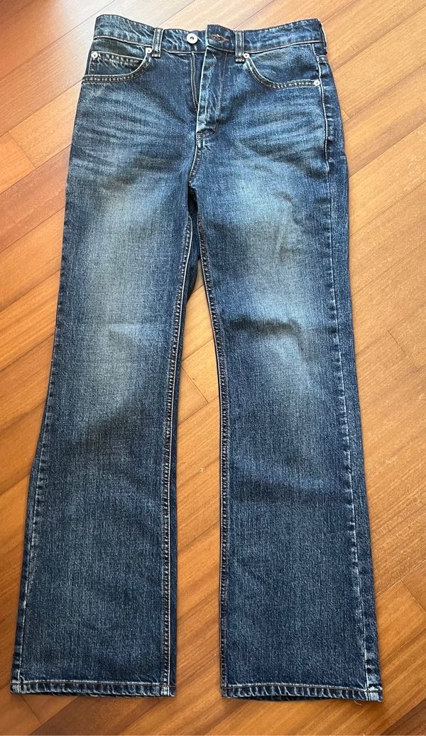 MUSINSA | GLOWNY BELL HIGH RISE BOOTS CUT DENIM JEANS (BLUE)