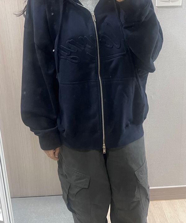 MUSINSA | GLOWNY JORDAN ZIP-UP HOODIE (NAVY)