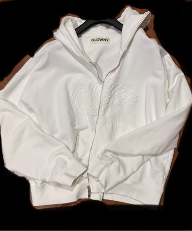 MUSINSA公式 | GLOWNY JORDAN ZIP-UP HOODIE (WHITE)