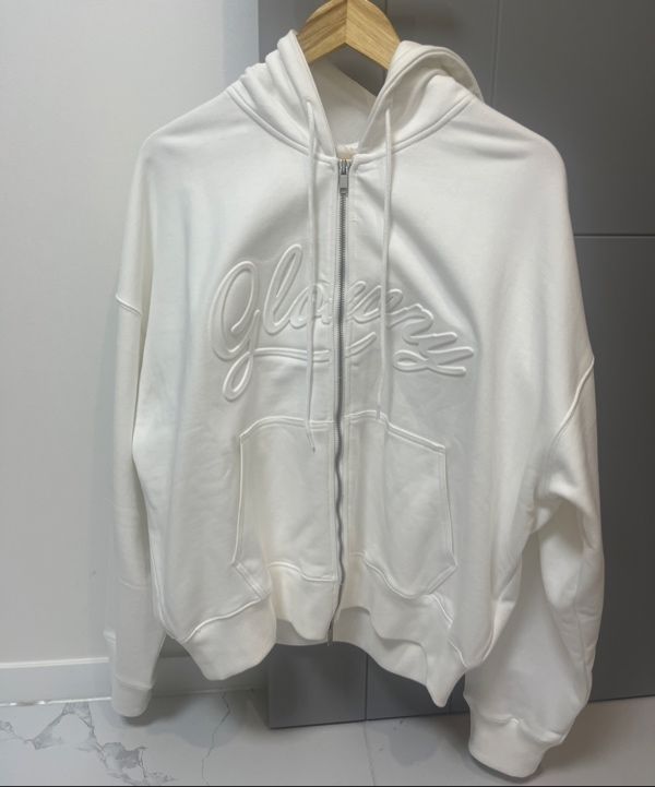 MUSINSA公式 | GLOWNY JORDAN ZIP-UP HOODIE (WHITE)