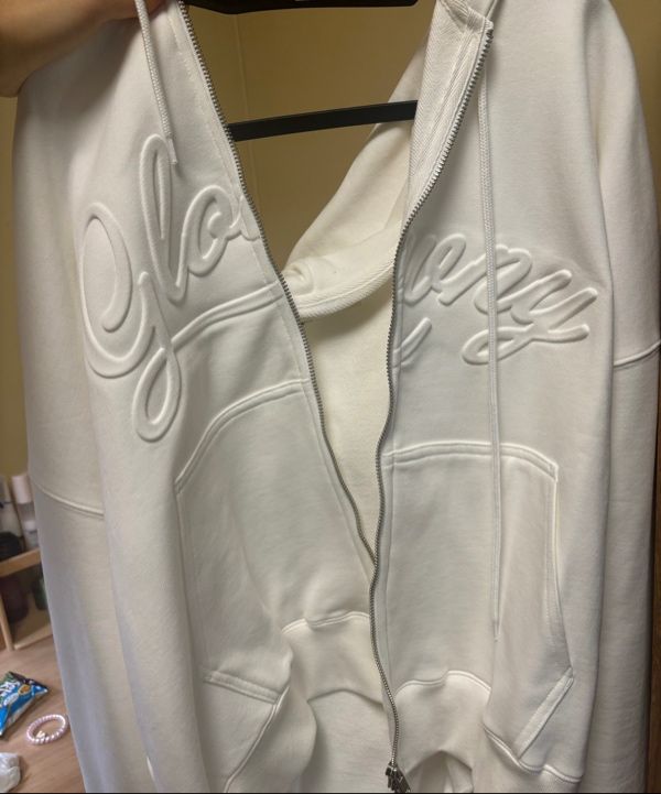 MUSINSA公式 | GLOWNY JORDAN ZIP-UP HOODIE (WHITE)