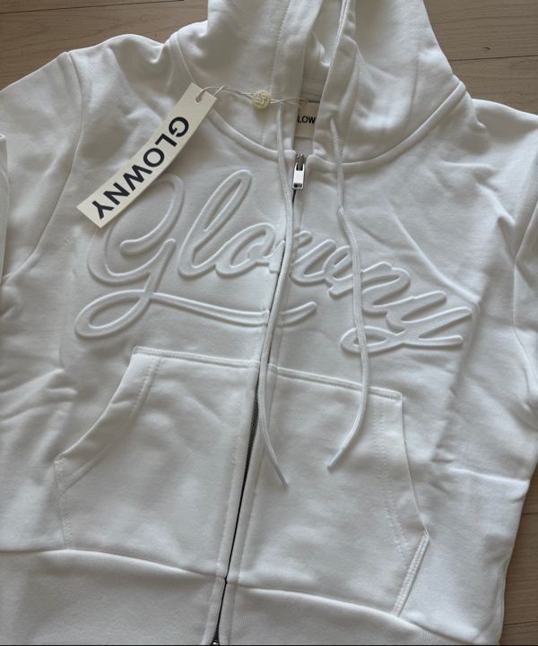 MUSINSA | GLOWNY JORDAN CROP ZIP-UP HOODIE (WHITE)
