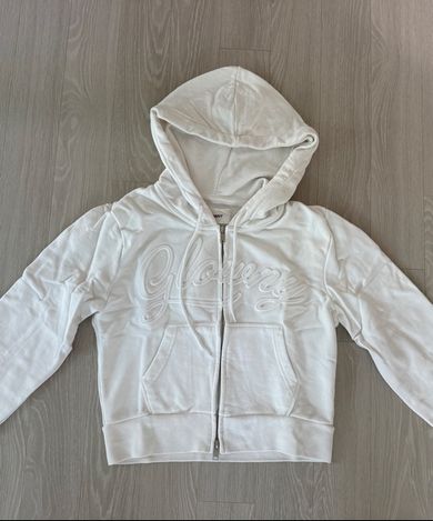 MUSINSA公式 | GLOWNY JORDAN CROP ZIP-UP HOODIE (WHITE)