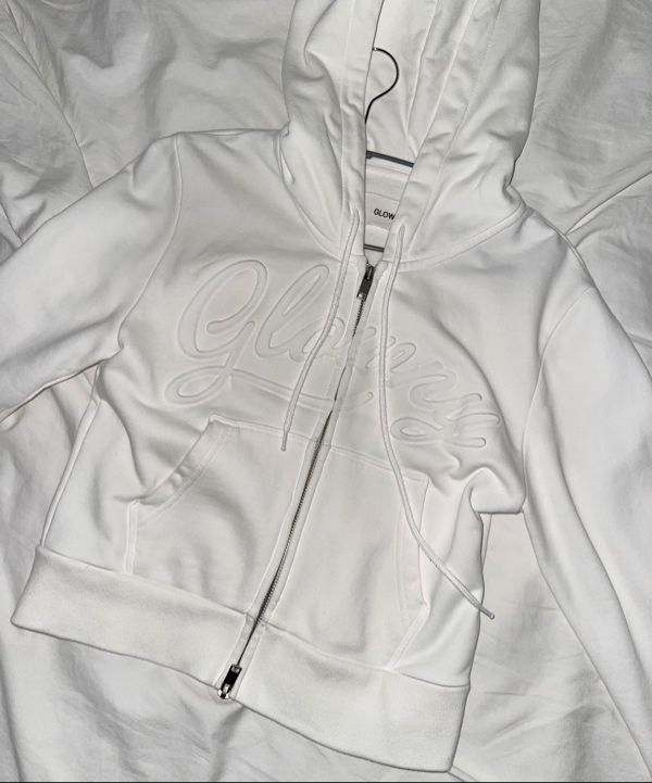 MUSINSA | GLOWNY JORDAN CROP ZIP-UP HOODIE (WHITE)