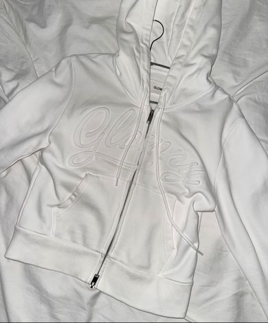 MUSINSA公式 | GLOWNY JORDAN CROP ZIP-UP HOODIE (WHITE)