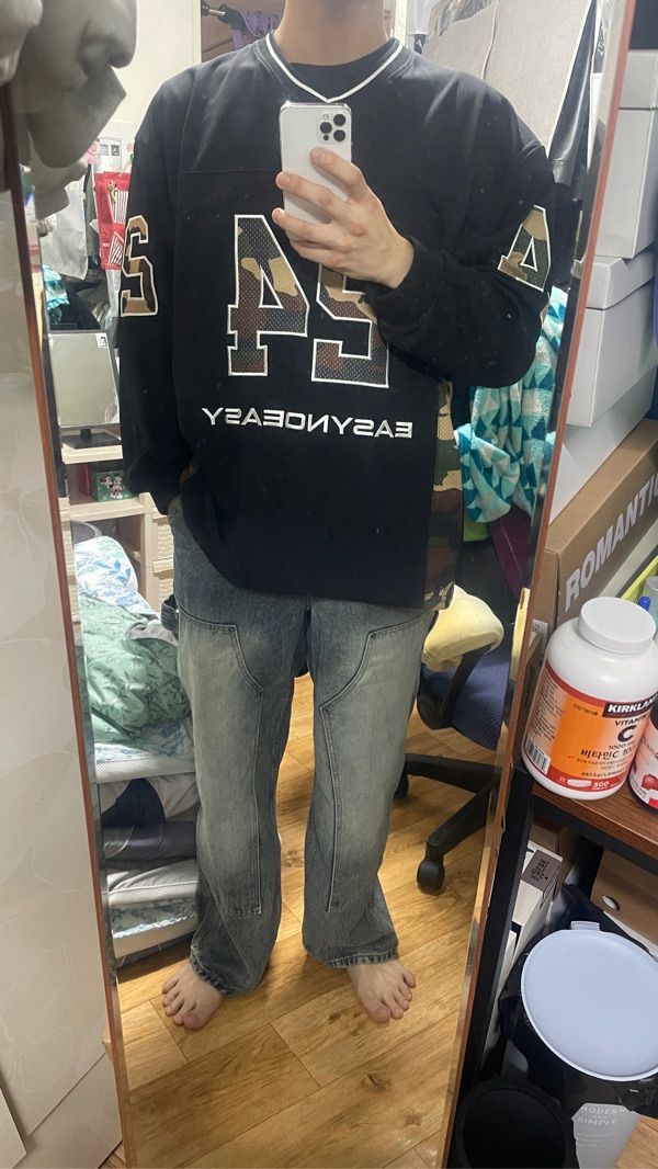 MUSINSA公式 | EASY NO EASY Camo Mesh Long Sleeve Jersey - Black