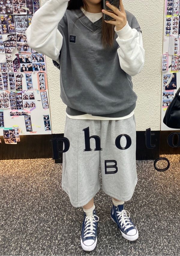 【EASY NO EASY】Snap Sweat Pants Bermuda Pants ★男女兼用★ MUSINSA | EASY NO EASY Snap 8-part Sweat Bermuda Pants - 2PACK