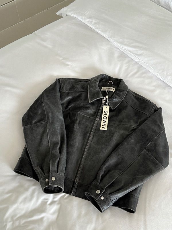 MUSINSA | GLOWNY FADE LEATHER JACKET - REGULAR (BLACK)