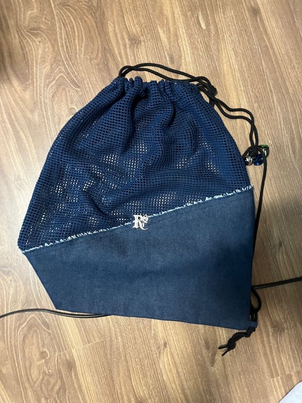 MUSINSA | RSSC KNIT & DENIM GYM SACK - IVORY/LIGHT DENIM