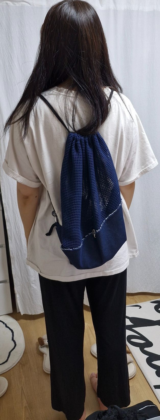 MUSINSA | RSSC KNIT & DENIM GYM SACK - IVORY/LIGHT DENIM
