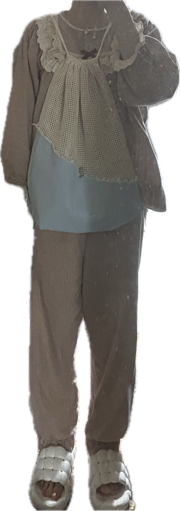 MUSINSA | RSSC KNIT & DENIM GYM SACK - IVORY/LIGHT DENIM