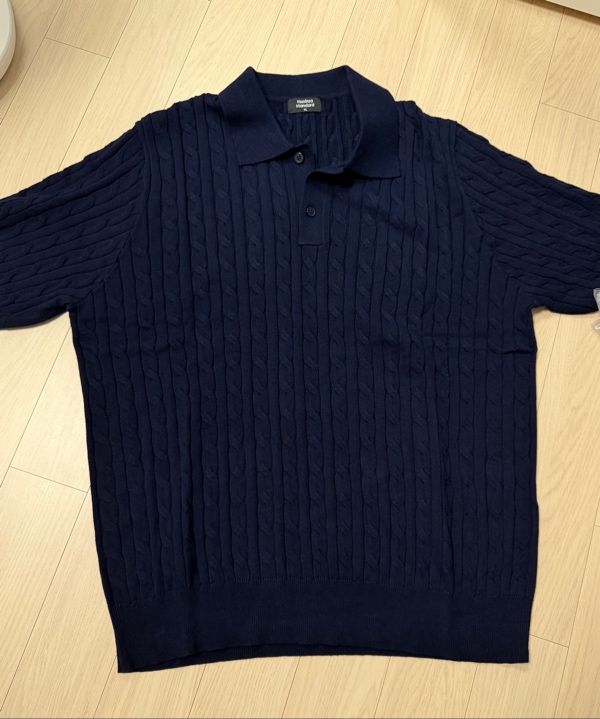 MUSINSA公式 | MUSINSA STANDARD ケーブルニットポロシャツ[ネイビー]