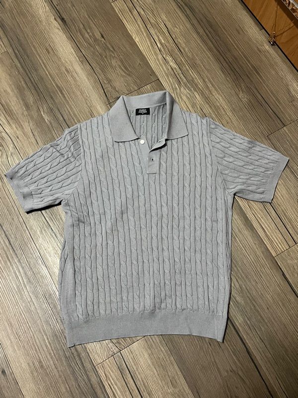 MUSINSA公式 | MUSINSA STANDARD Cable knit polo shirt [gray]