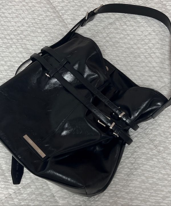 MUSINSA | MATIN KIM DOUBLE BELTED STRAP BIG BAG IN BLACK