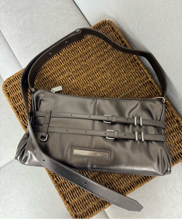 MUSINSA | MATIN KIM DOUBLE BELTED STRAP MINI BAG IN DARK BROWN
