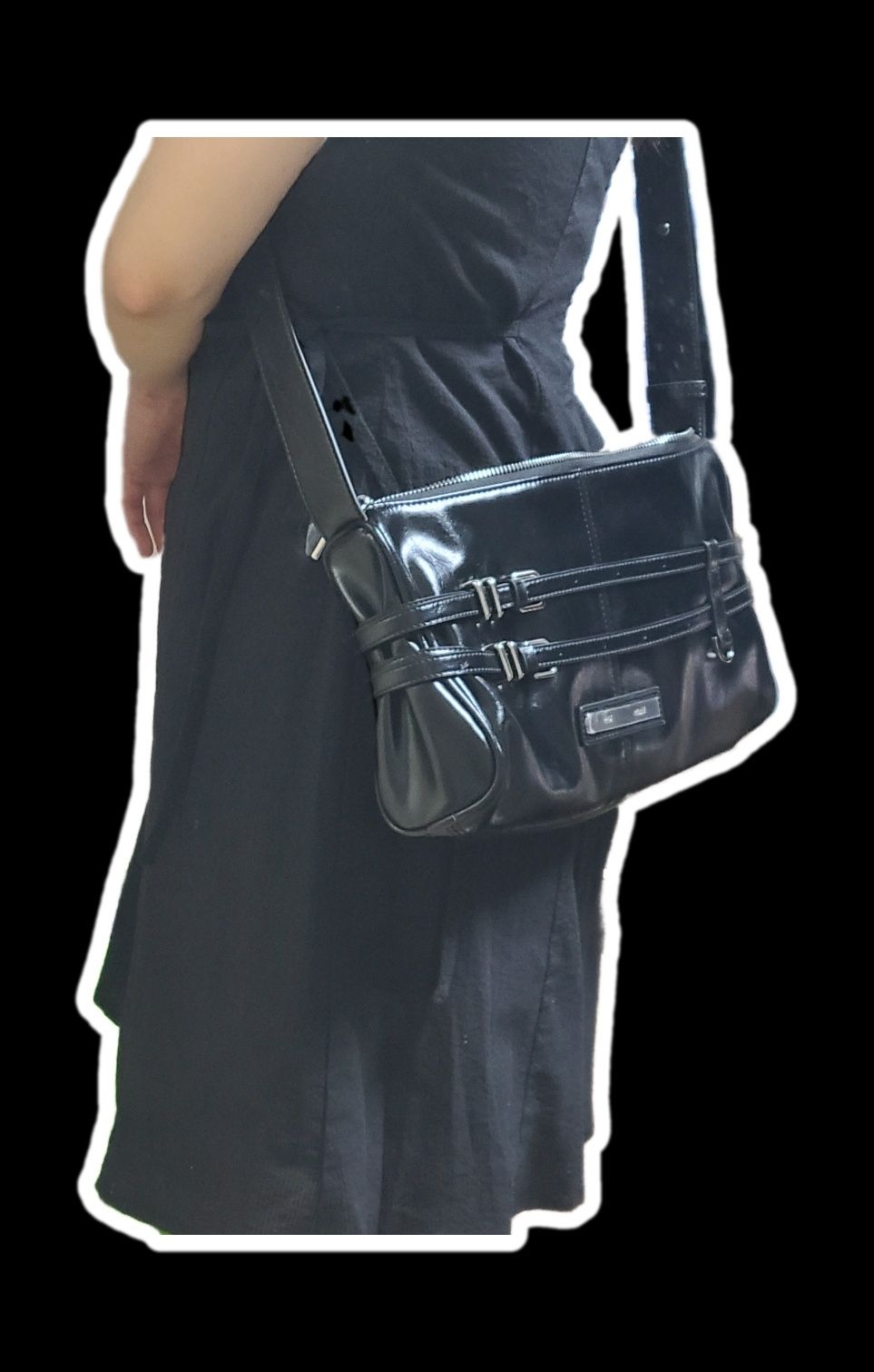 MUSINSA | MATIN KIM DOUBLE BELTED STRAP MINI BAG IN BLACK