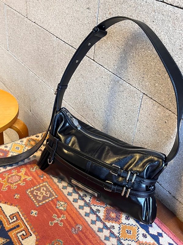 MUSINSA | MATIN KIM DOUBLE BELTED STRAP MINI BAG IN BLACK