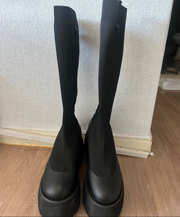 SMASHOES ■ NANA ise Back Real Leather Knit Walker Boots MUSINSA | SMASHOES SMA SHOES Eve Knit Platform Shoes_Real