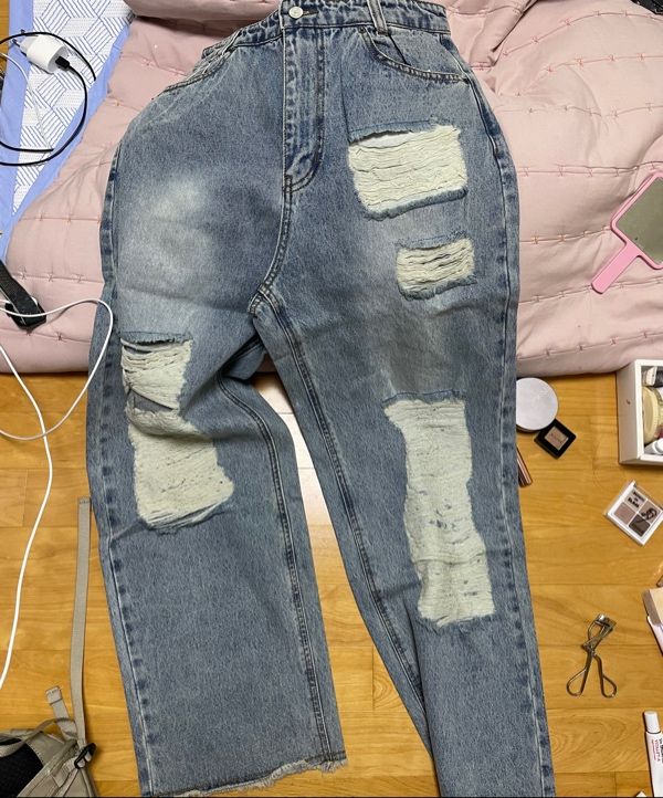 MUSINSA | FANCY CLUB [NF] Destroyed wide denim pants (BLUE)_F24QD870